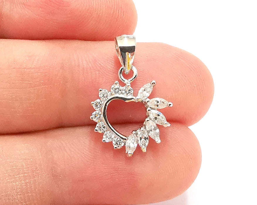 Sterling Silver Heart Pendant 925 Silver Charms , Snowflake Charms (20x14mm) EG21750
