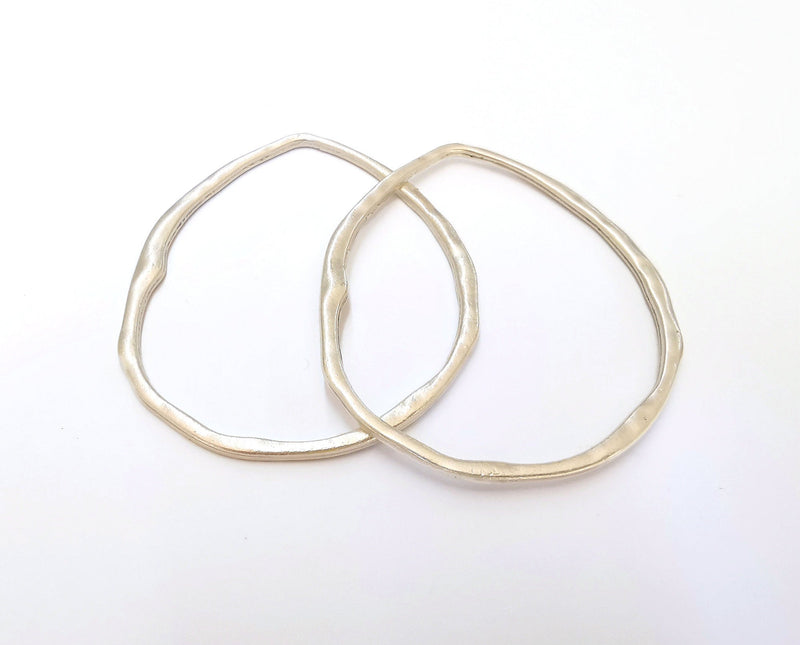 2 Hammered Drop Findings Antique Silver Plated Findings (69x59mm)  G21530