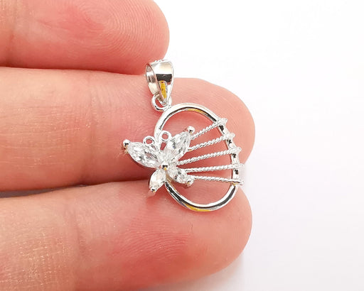 Sterling Silver Butterfly Pendant 925 Silver Charms , Butterfly Charms (24x17mm) EG21760