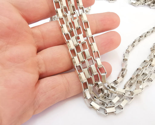 Antique Silver Large Box Chain 1 Meter - 3.3 Feet  (8.5x5 mm) Antique Silver Plated Cable Chain G21552