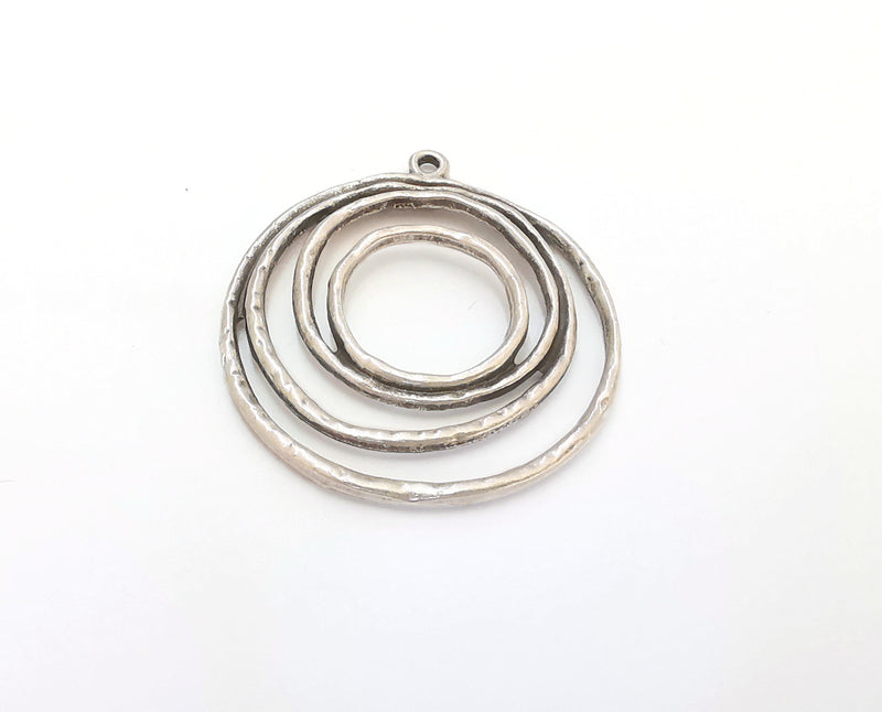 2 Circle Charms Antique Silver Plated Charms (40x37mm)  G21557