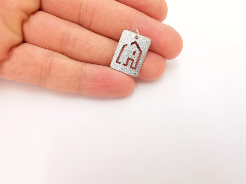 Sterling Silver House Charms 925 Silver Charms ,  Pendant (20x15mm) AG21775