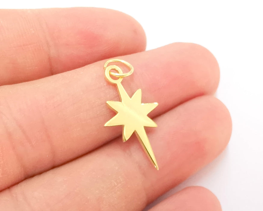 Sterling Silver 24K Gold Plated Star Charms 925 Silver Pendant  (25x15mm) G30240