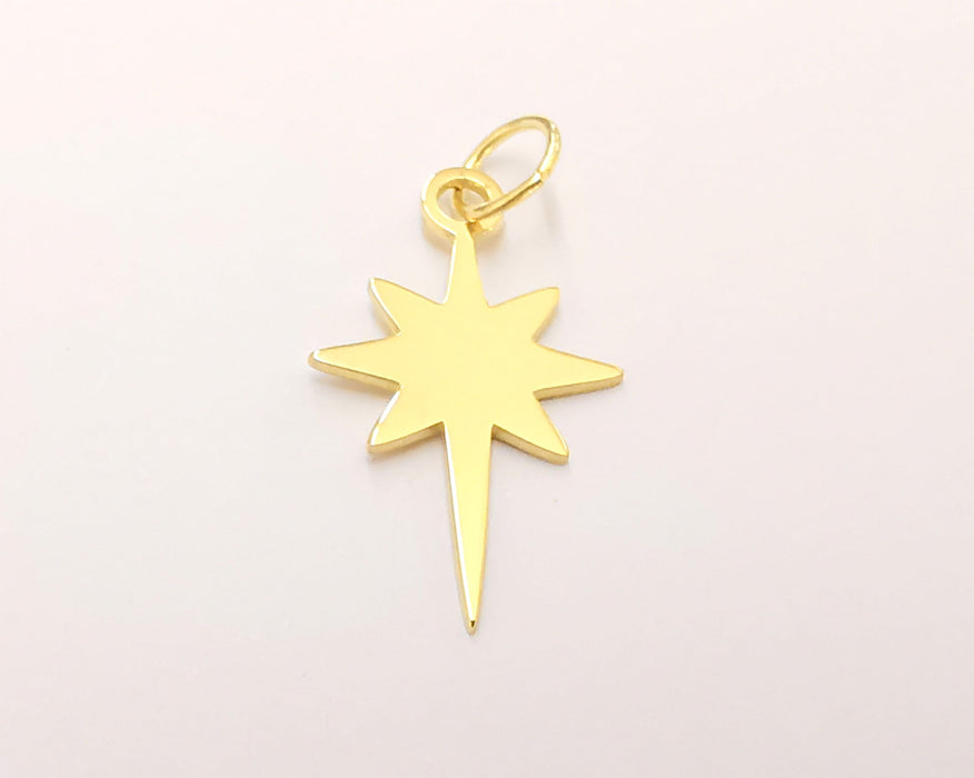 Sterling Silver 24K Gold Plated Star Charms 925 Silver Pendant  (25x15mm) G30240