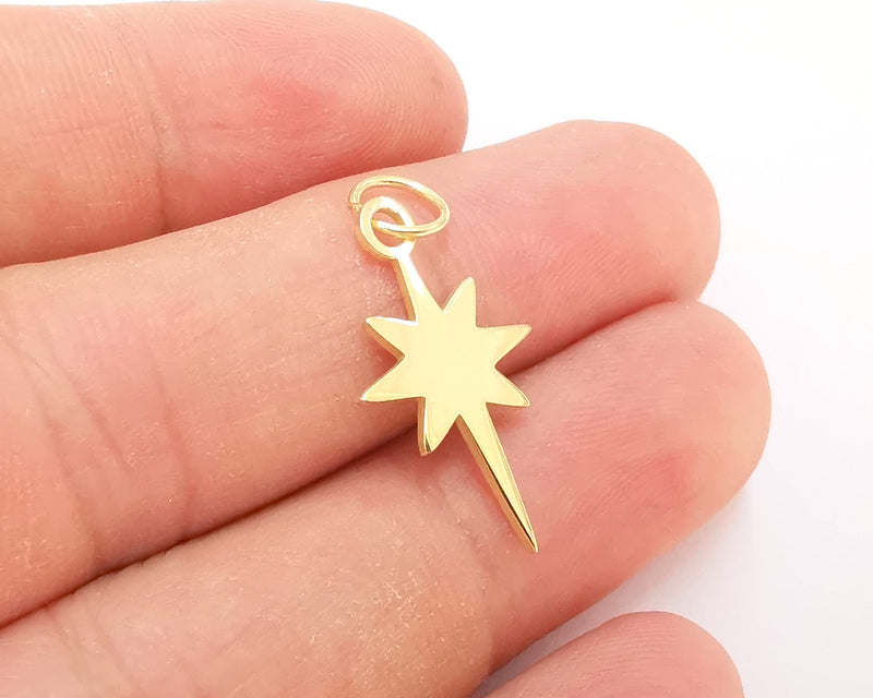 Sterling Silver 24K Gold Plated Star Charms 925 Silver Pendant  (25x15mm) G30240