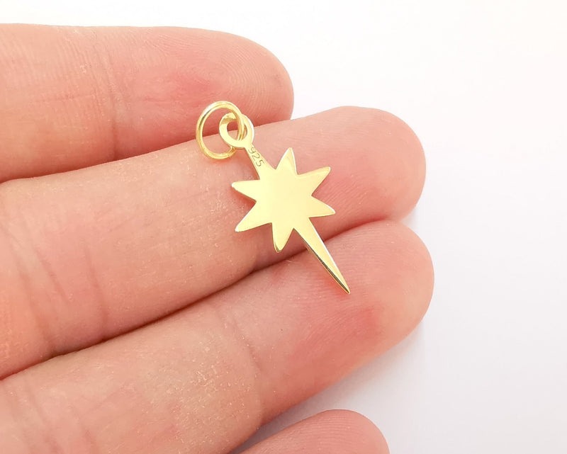 Sterling Silver 24K Gold Plated Star Charms 925 Silver Pendant  (25x15mm) G30240