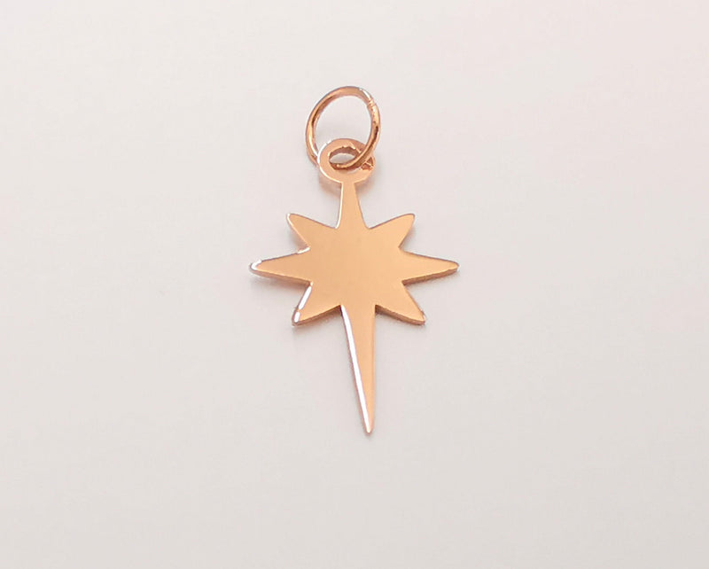Sterling Silver Star Charms 925 Rose Gold Plated Silver Pendant  (25x15mm) G30237