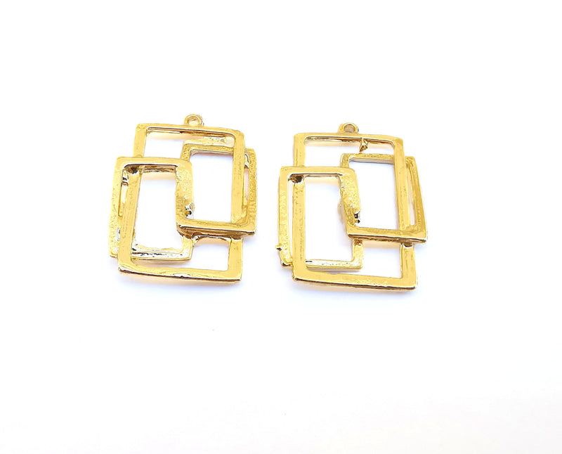 2 Frames Charms 24k Shiny Gold Charms (33x25mm)  G21561