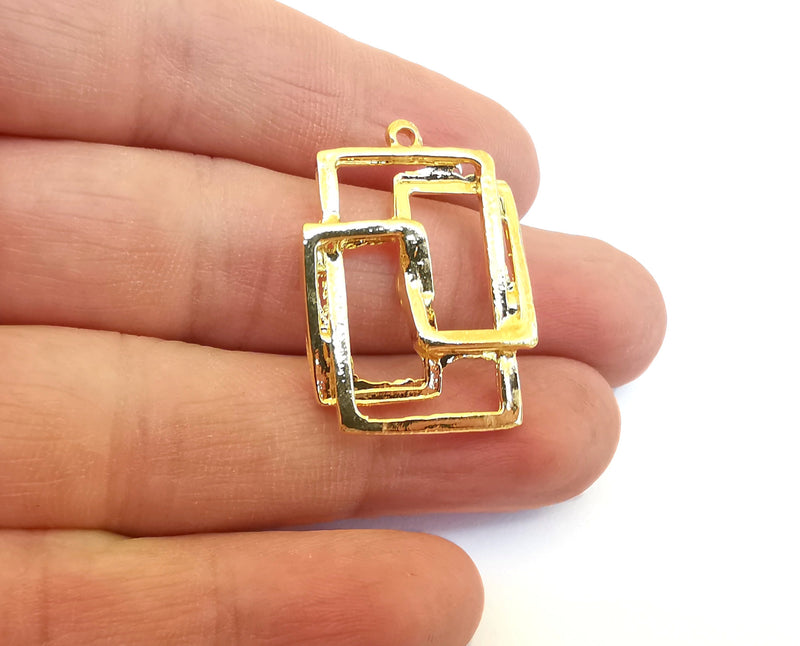 2 Frames Charms 24k Shiny Gold Charms (33x25mm)  G21561