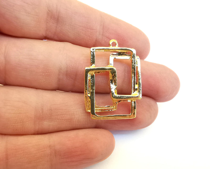 2 Frames Charms 24k Shiny Gold Charms (33x25mm)  G21561