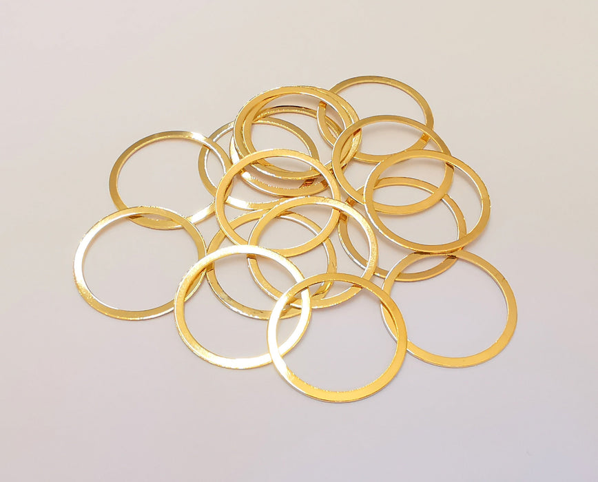 8 Circle Findings 24k Shiny Gold Plated Brass Findings , Nickel free and Lead free (22mm)  G21788