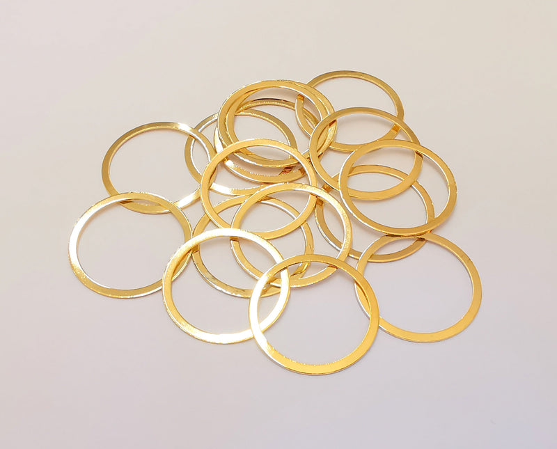 10 Circle Findings 24k Shiny Gold Plated Brass Circle Findings (19mm)  G22260