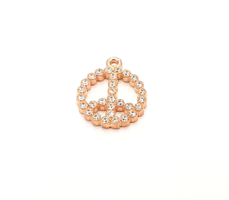 Sterling Silver Peace Charms 925 Rose Gold Plated Silver Charms  (13x11mm) AG21791