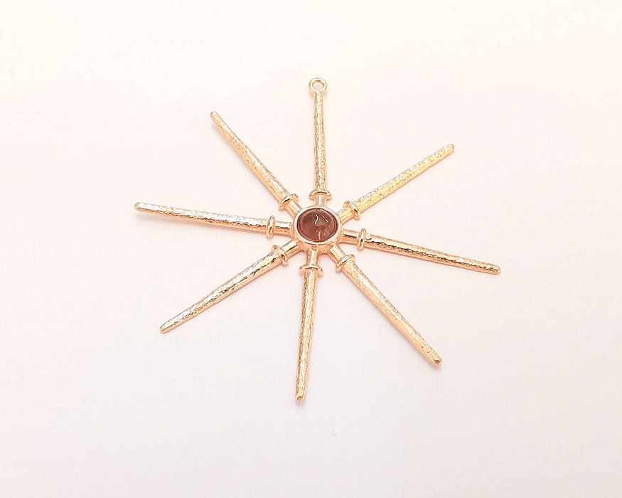 Sterling Silver Star Pendant with Tourmaline Gemstone Rose Gold Pendant 925 Silver Pendant, Charms (50mm) AG21795