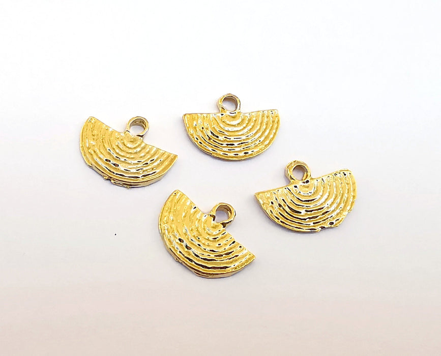 10 Gold (Double Sided) Charms 24k Shiny Gold Charms (14x11mm)  G21568