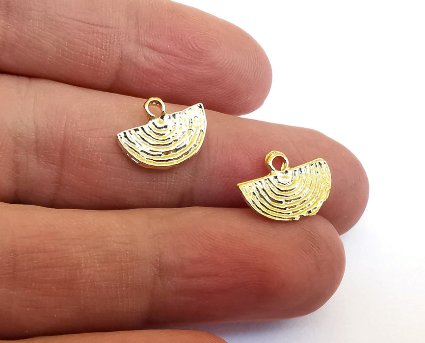 10 Gold (Double Sided) Charms 24k Shiny Gold Charms (14x11mm)  G21568