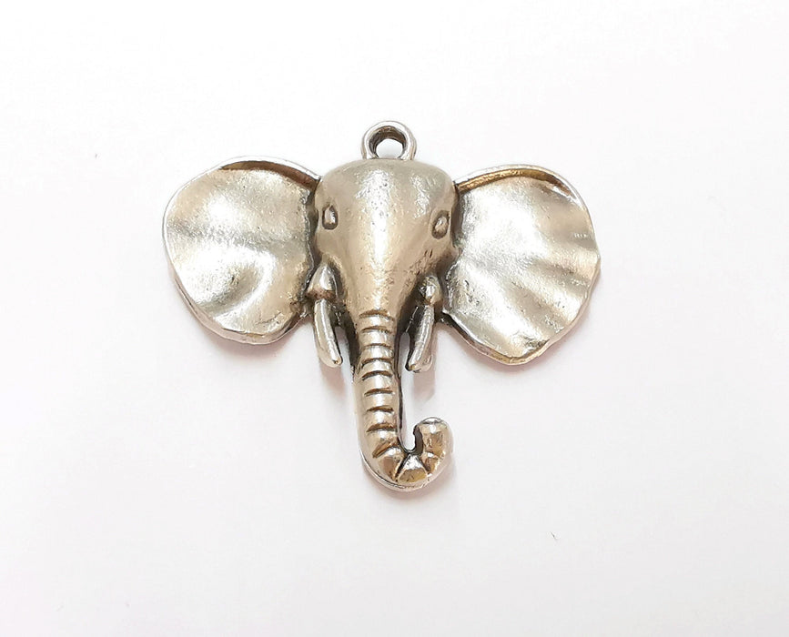 2 Elephant Charms Antique Silver Plated Charms (44x41mm)  G21556