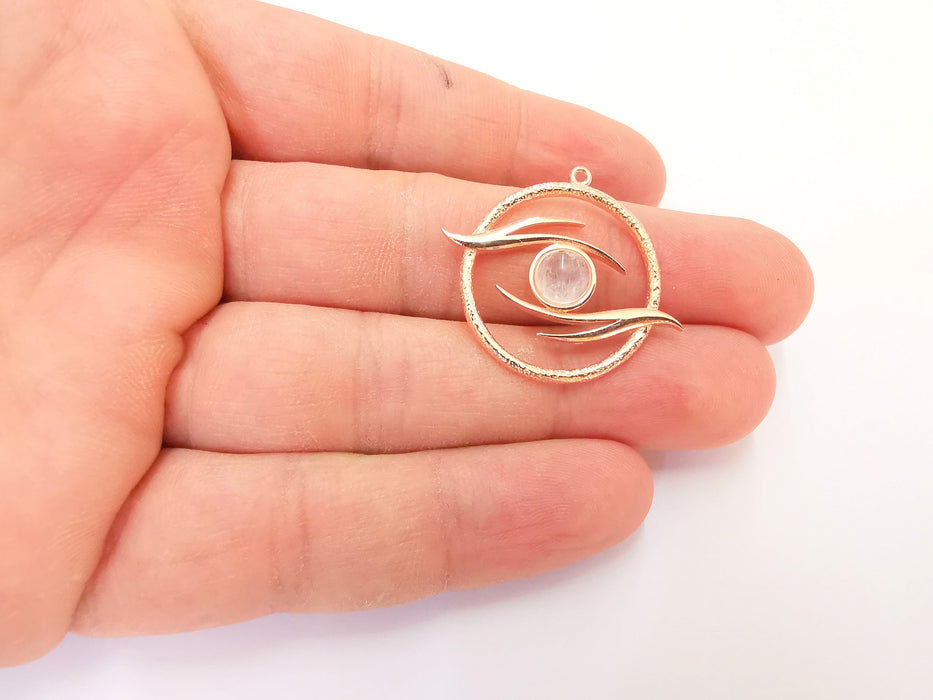 Sterling Silver Eye Pendant with Moonstone Gemstone Rose Gold Pendant 925 Silver Pendant, Charms (35x33mm) AG21830