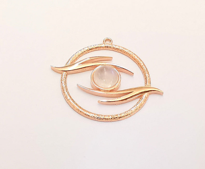 Sterling Silver Eye Pendant with Moonstone Gemstone Rose Gold Pendant 925 Silver Pendant, Charms (35x33mm) AG21830