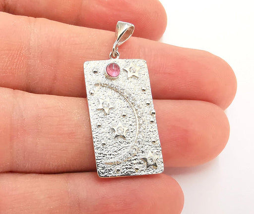 Sterling Silver Moon and Stars Pendant 925 Silver Pendant , Charms (38x16mm) AG21832