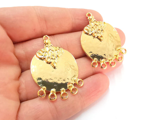 Hammered Charms 24K Shiny Gold Plated Charms (43x30mm)  G21575