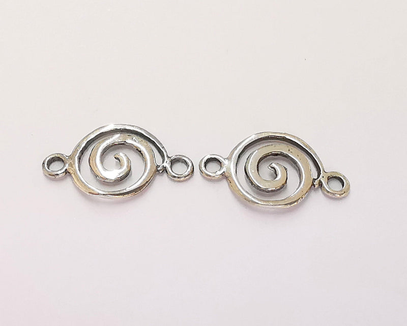 2 Sterling Silver Spiral Connector Charms 925 Silver Connector (16x9mm) G30032