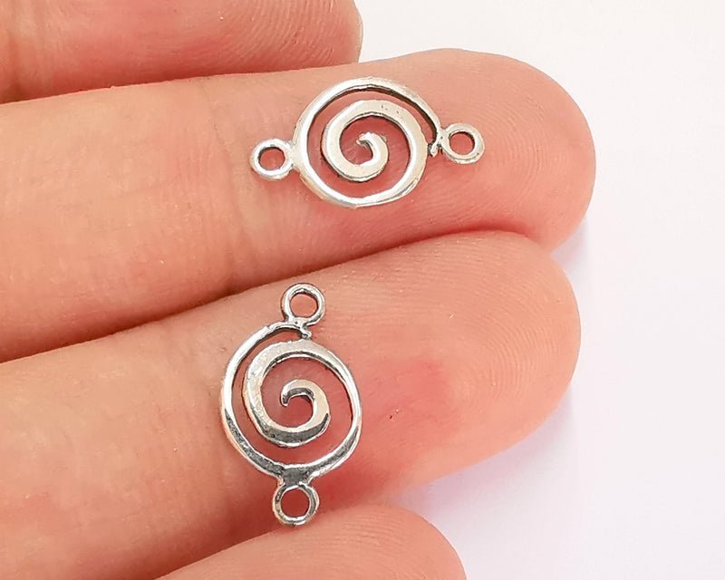 2 Sterling Silver Spiral Connector Charms 925 Silver Connector (16x9mm) G30032
