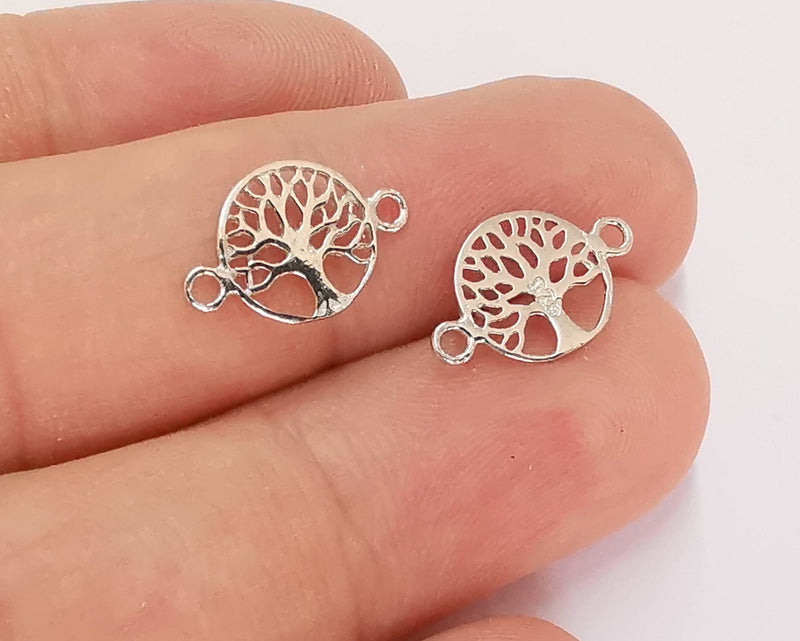 2 Sterling Silver Tree Connector Charms 925 Silver Connector (14x9mm) G30144