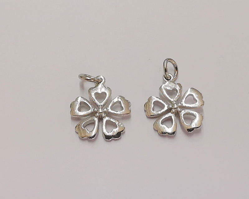2 Sterling Silver Flower Charms 925 Silver Charms (13x11mm) AG21859