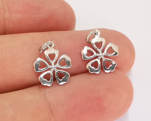 2 Sterling Silver Flower Charms 925 Silver Charms (13x11mm) AG21859