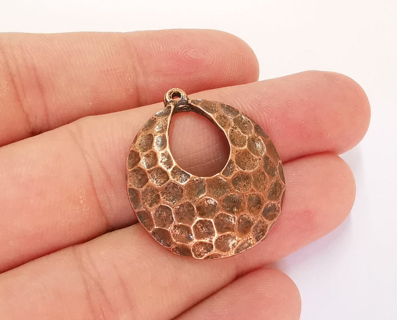 2 Hammered Copper Charm Antique Copper Plated Charms (32x28mm) G21870
