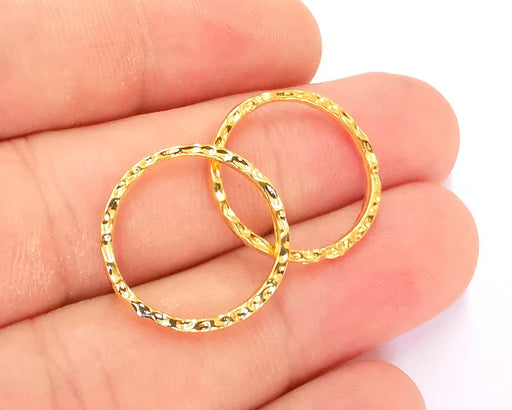 5 Hammered Circle Findings 24k Shiny Gold Circle Findings, Nickel free and Lead free (20 mm)  G21876