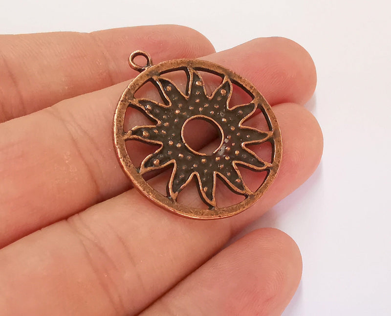 2 Sun Charms Antique Copper Plated Charms (35x32mm)  G21874