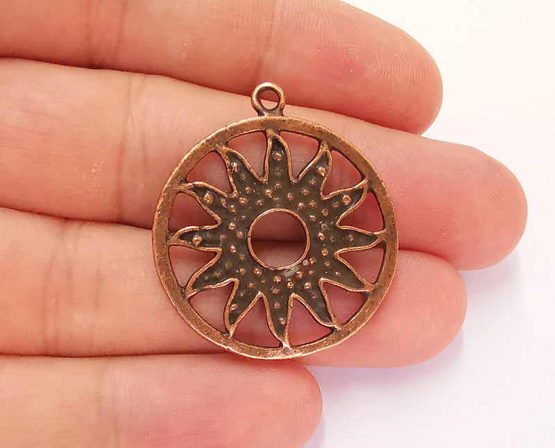 2 Sun Charms Antique Copper Plated Charms (35x32mm)  G21874