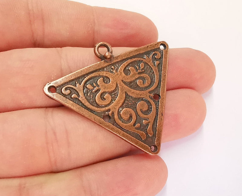 2 Triangle Charms Connector Antique Copper Plated Charms (46x40mm)  G21879