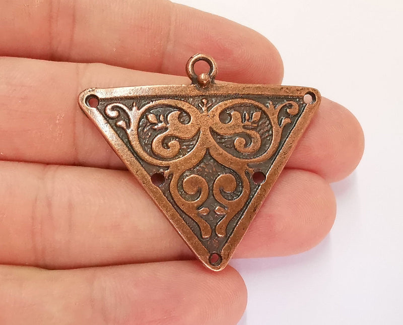 2 Triangle Charms Connector Antique Copper Plated Charms (46x40mm)  G21879