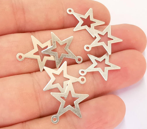 10 Star Charm Antique Silver Plated Brass Charms Nickel free and Lead free (18x16mm) G21889