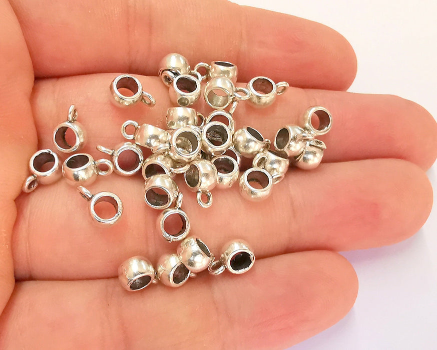 20 Silver Bail Findings Antique Silver Plated Findings (9x6mm) G21888