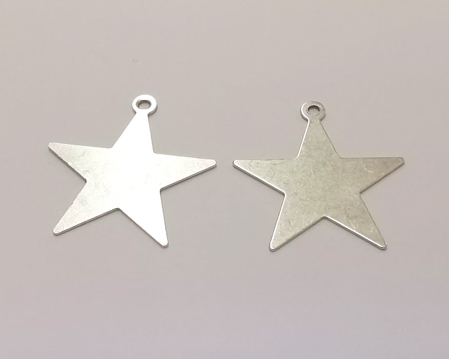 10 Star Charm Antique Silver Plated Brass Charms Nickel free and Lead free (25x23mm) G21897