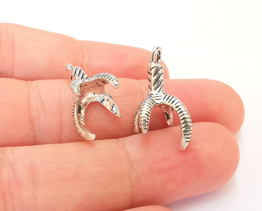 2 Sterling Silver Claw Charms 925 Silver Charms (22x15mm) OG21901