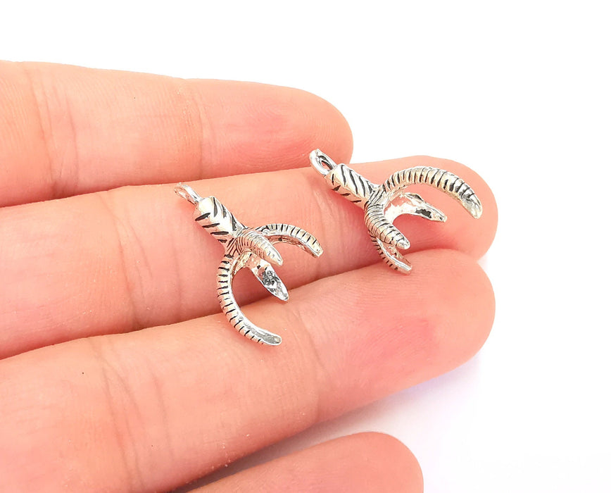 2 Sterling Silver Claw Charms 925 Silver Charms (22x15mm) OG21901