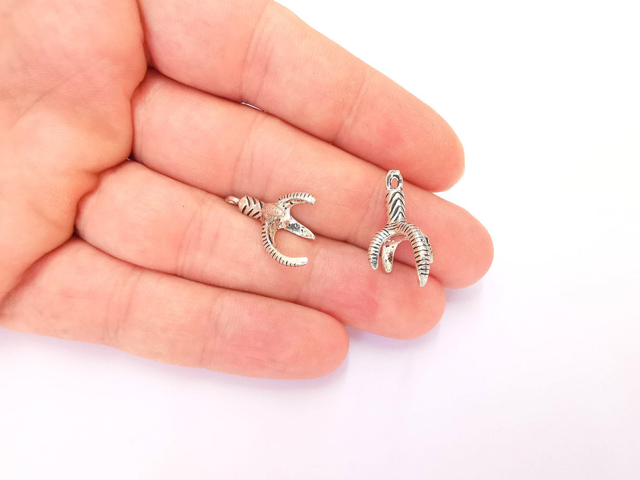 2 Sterling Silver Claw Charms 925 Silver Charms (22x15mm) OG21901