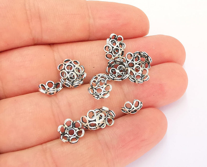 10 Sterling Silver Bead Caps Findings 10 Pcs 925 Silver Findings (8mm) OG21902