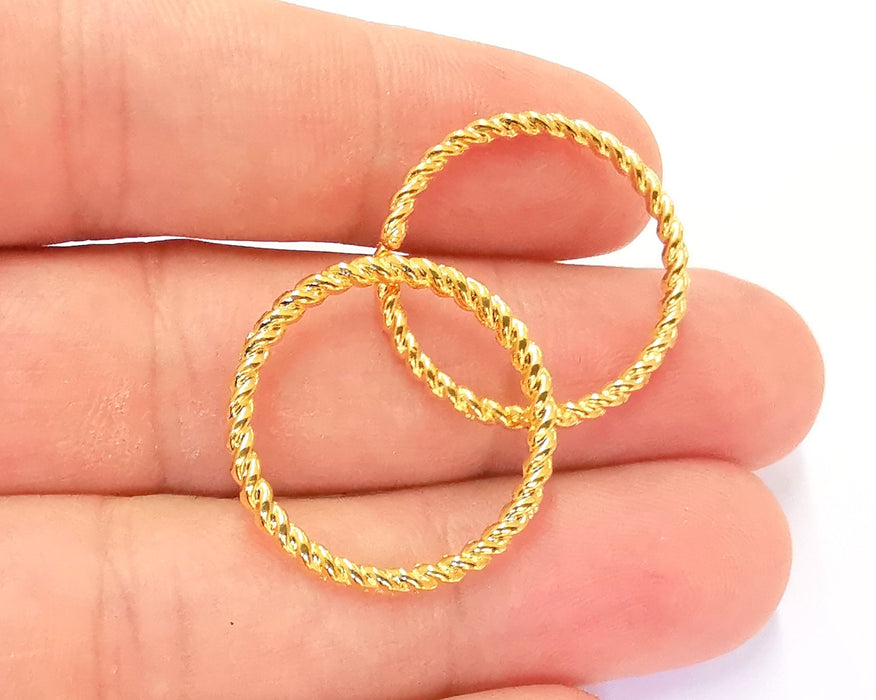 5 Twisted Circle Findings 24k Shiny Gold Circle Findings, Nickel free and Lead free (25 mm)  G21907