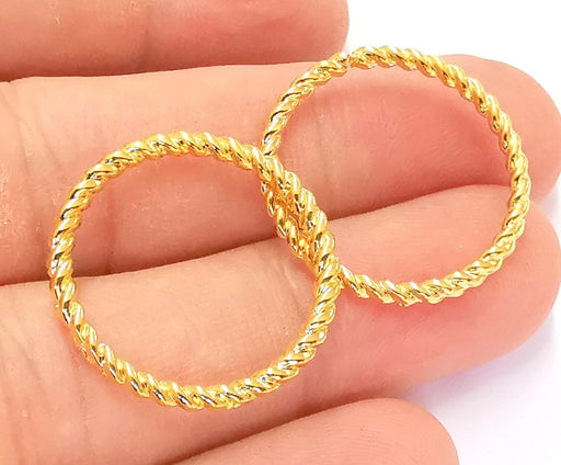 5 Twisted Circle Findings 24k Shiny Gold Circle Findings, Nickel free and Lead free (25 mm)  G21907