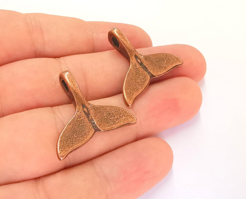 2 Fish Tail Charms Antique Copper Plated Charm (28x25mm)  G21909