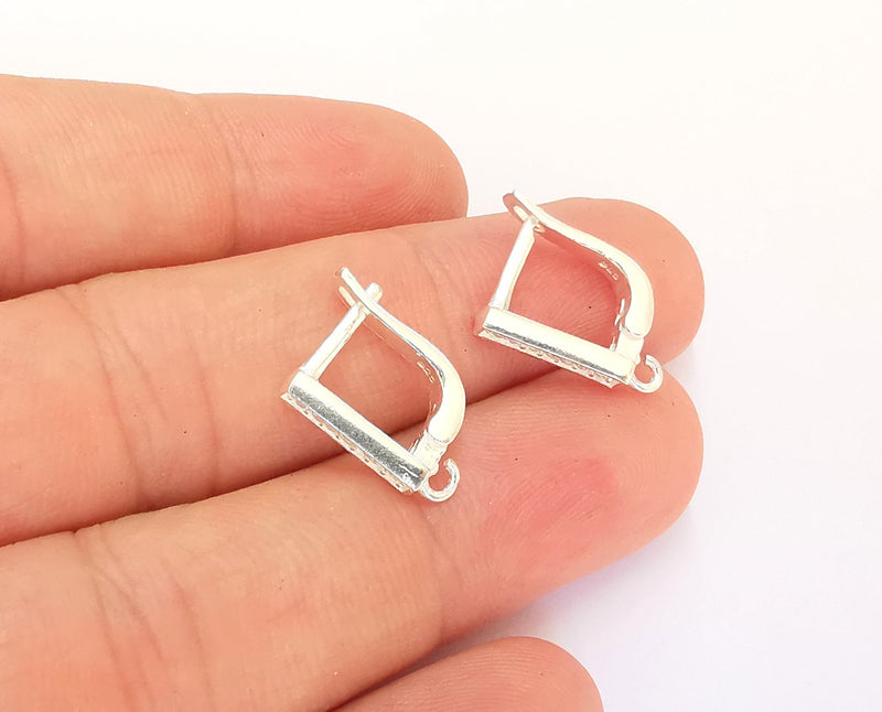 2 Sterling Silver Earring Hook 2 Pcs (1 pair) 925 Silver Earring Hook  Findings Cubic Zirconia Earring Hooks (18x11mm) OG21915