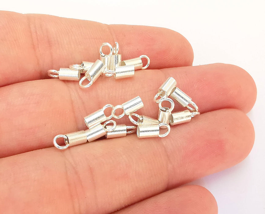 10 Sterling Silver Cord End Findings (8x3mm) 925 Silver Findings 10 Pcs  OG21916