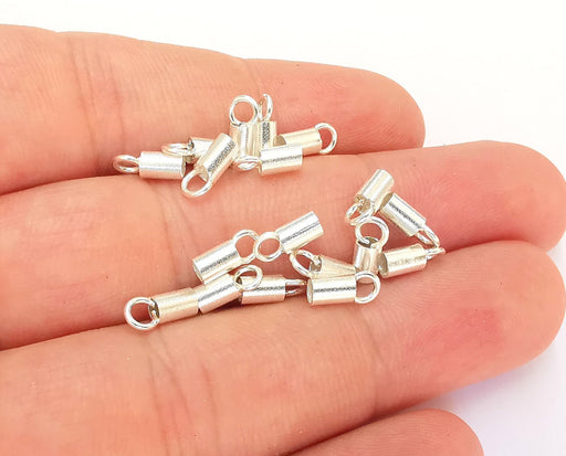 10 Sterling Silver Cord End Findings (8x3mm) 925 Silver Findings 10 Pcs  OG21916