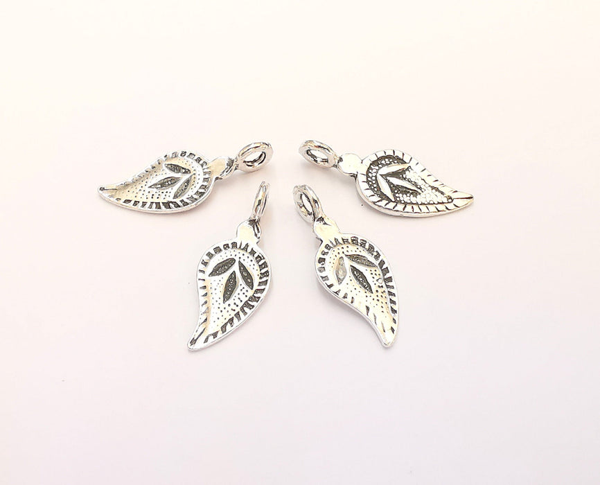 2 Sterling Silver Leaf Charms 925 Silver Charms (21x8mm) OG21917